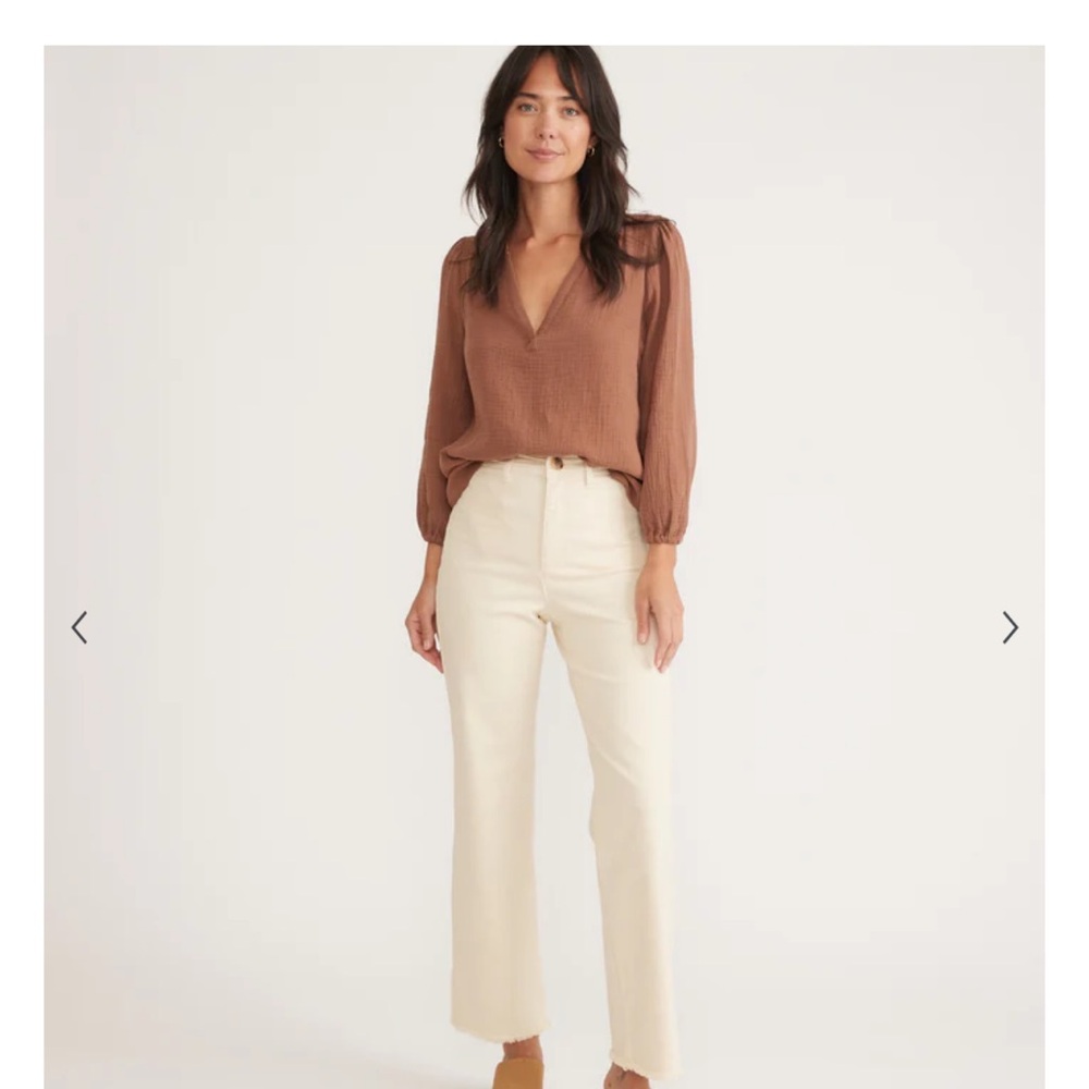 Full Length Raw Edge Bridget Pant in Cream